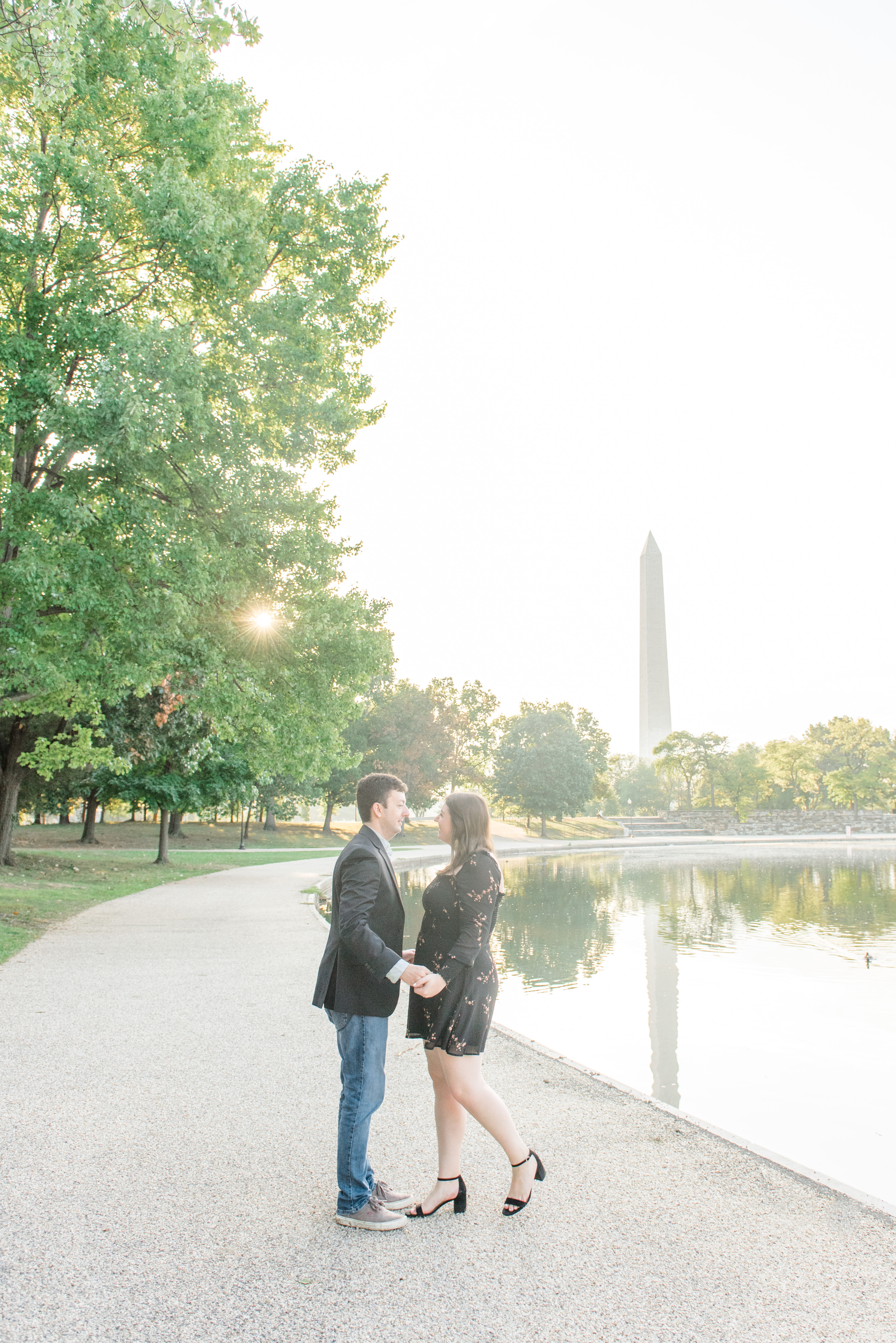 Taking photos near the Washington Monument in Washington DC is a perfect location for an engagement photographer.