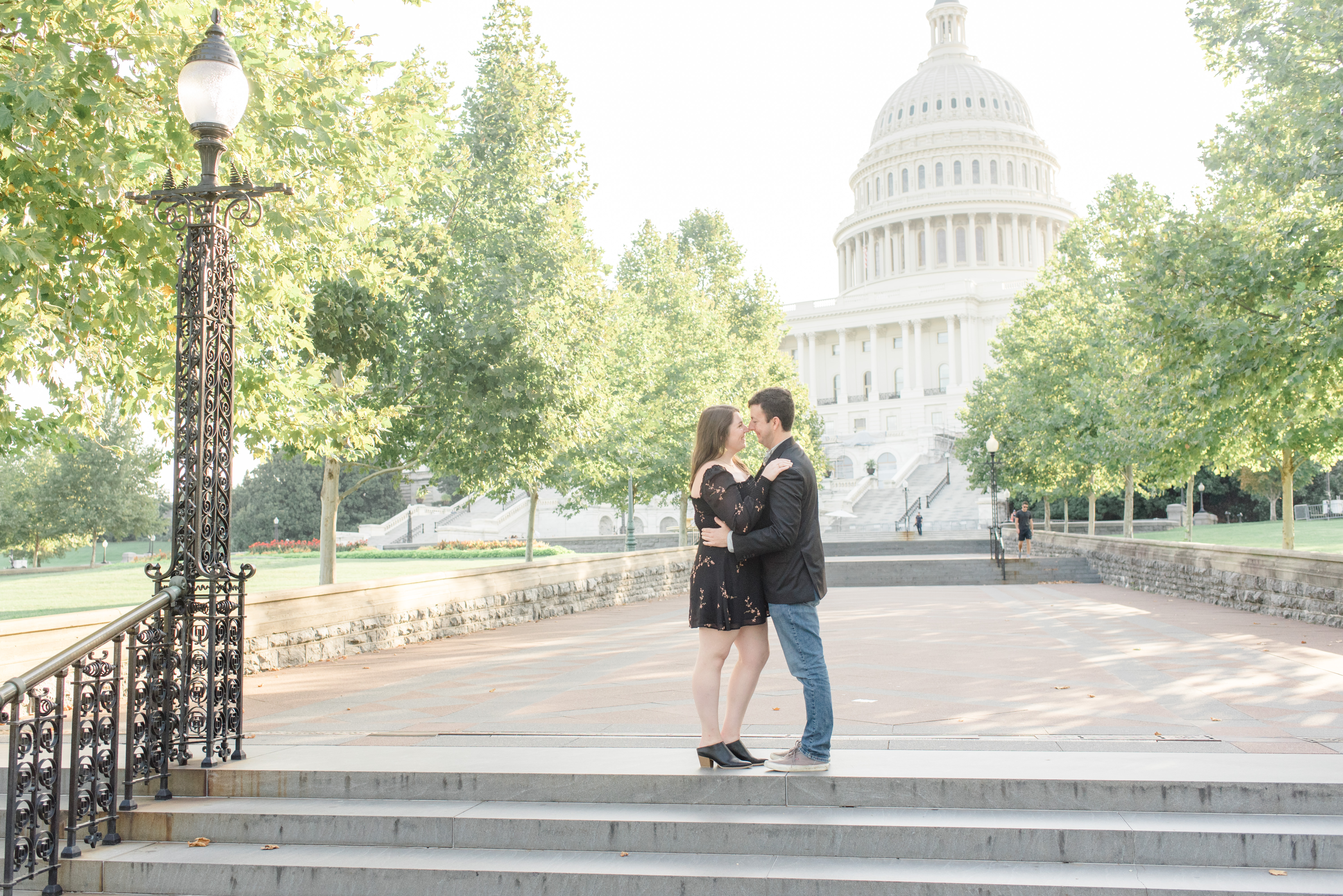 Taking engagement photos at the United States Capitol building in Washington DC.