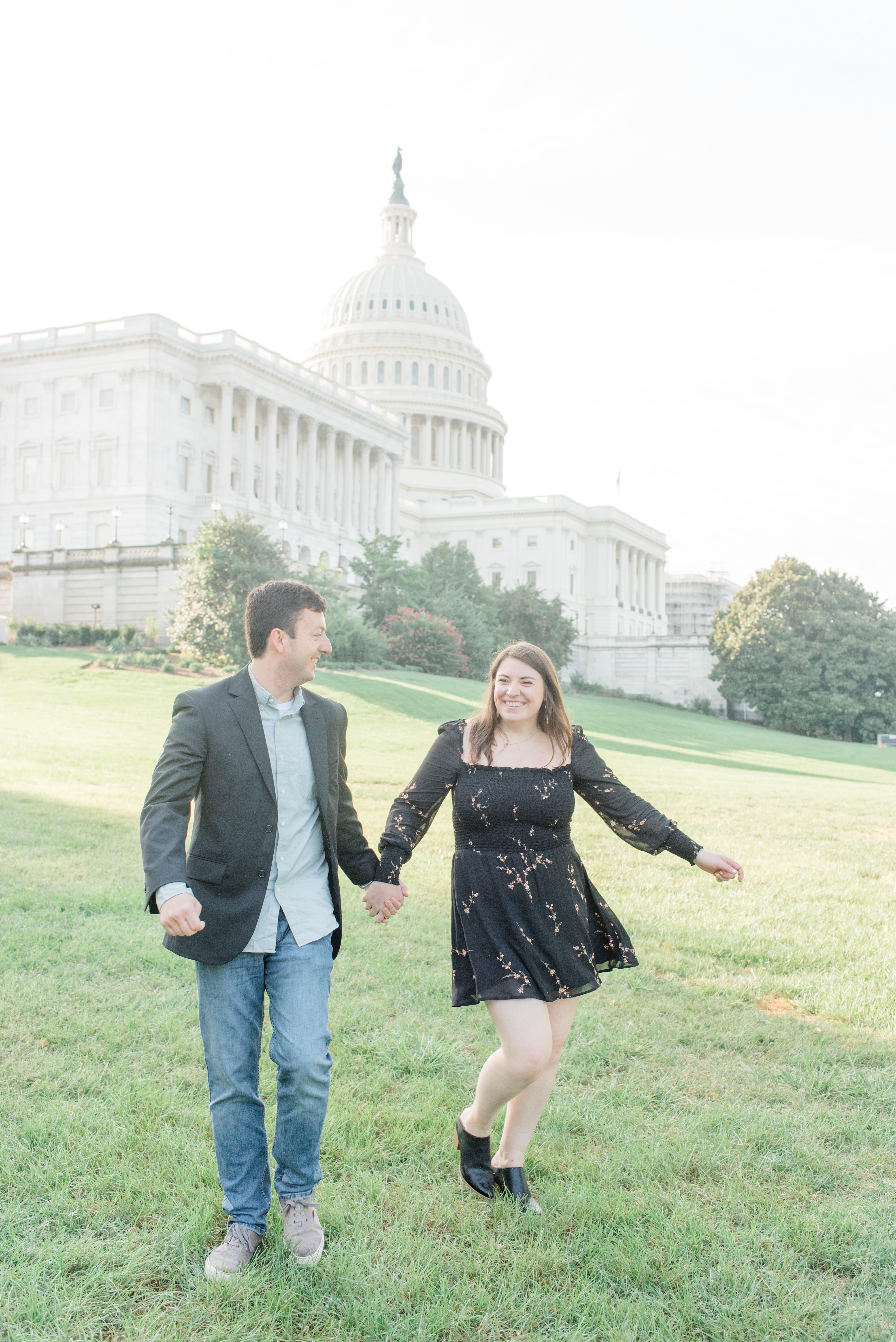 Taking engagement photos at the United States Capitol building in Washington DC.